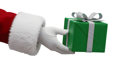santa claus hand holding a gift
