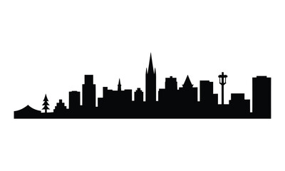 Naklejka premium Moose Jaw City Skyline Silhouette, Vector, Illustration, Line Art, Icon, Logo, White Background.