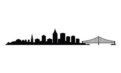 Obraz premium Thunder Bay City Skyline Silhouette, Vector, Illustration, Line Art, Icon, Logo, White Background.