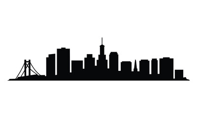 Fototapeta premium Whitehorse City Skyline Silhouette, Vector, Illustration, Line Art, Icon, Logo, White Background.