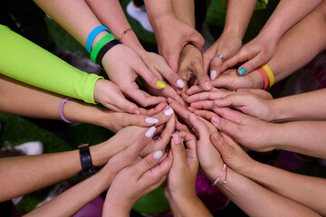 Unity and Collaboration Let Us Form a Circle of Hands Coming Together in Strong Community