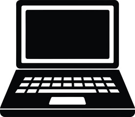 black laptop icon silhouette with screen
