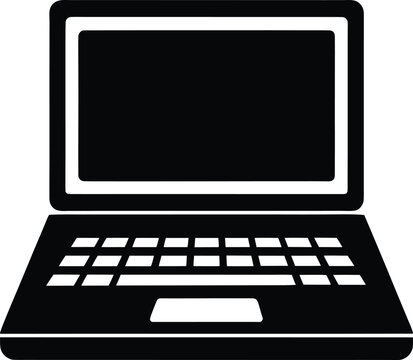 black laptop icon silhouette with screen