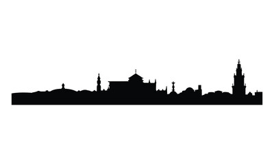 Naklejka premium Cordobe City Skyline Silhouette, Vector, Illustration, Line Art, Icon, Logo, White Background.
