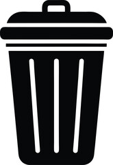 black trash can icon silhouette with lid
