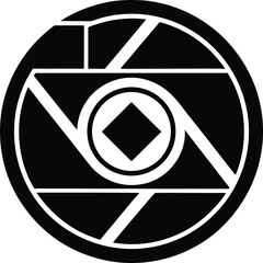 black camera icon silhouette round lens