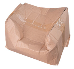 Crumpled gray cardboard, parcel on isolated background.	