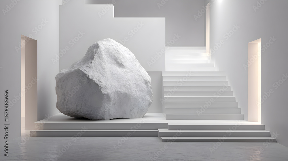 Poster clean lines and natural textures in conceptual space design