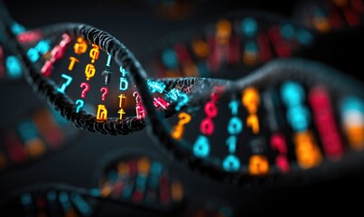 Fototapeta premium Abstract DNA strand with symbols