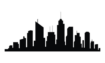 Naklejka premium Neon Cyberpunk Metropolis City Skyline Silhouette, Vector, Illustration, Line Art, Icon, Logo, White Background.