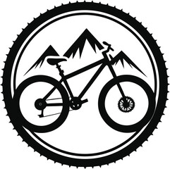 Naklejka premium black mountain bike icon silhouette wheels