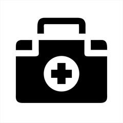 Obraz premium Medical bag first aid kit health care silhouette vector illustration