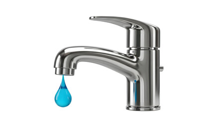 Dripping Chrome Water Faucet with Blue Water Drop