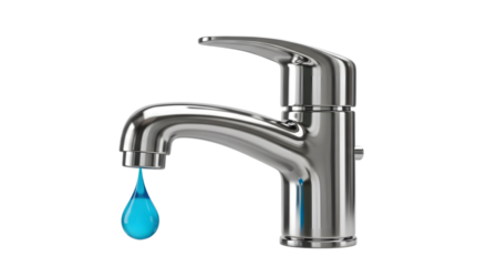 Dripping Chrome Water Faucet with Blue Water Drop