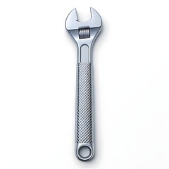 Obraz premium Metal Adjustable Wrench Tool Isolated On White Background Chrome Spanner With Textured Handle For Repair Maintenance And Construction Work