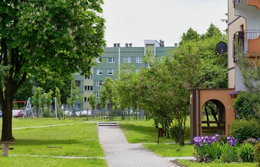park and communist  building in Sosnowiec - Silesia - Poland