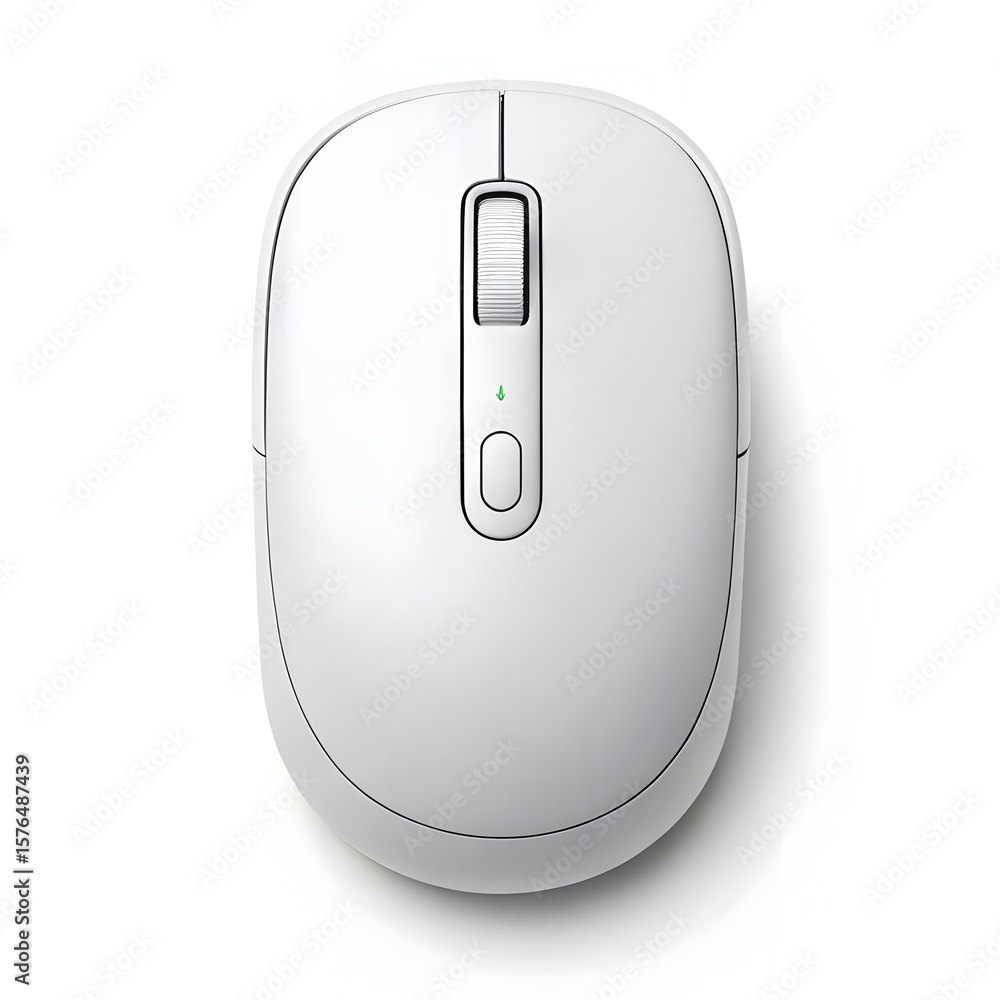 Poster minimal white wireless computer mouse with scroll wheel isolated on white background ideal for offic