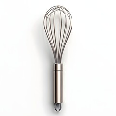 Stainless Steel Wire Whisk With Loop Handle Isolated On White Background Perfect For Baking Cooking Mixing Kitchen Utensil And Tools