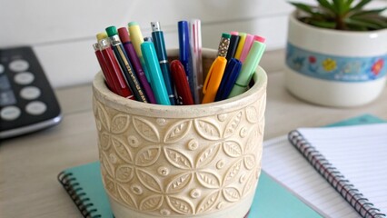school supplies on desk