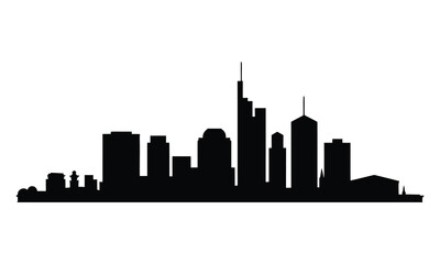 Frankfort City Skyline Silhouette, Vector, Illustration, Line Art, Icon, Logo, White Background.