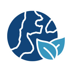  Sustainability Icon – Earth with Leaves Representing Environmental Responsibility and Green Technology in AI on Transparent Background. 