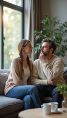 Obraz premium Intimate moment between a couple in a cozy living room