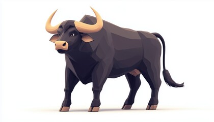 Obraz premium Sturdy Buffalo Bull Shadow: Timeless Vintage Matador Or Rodeo Emblem With Long Horn Cattle Design For A Distinctive Look