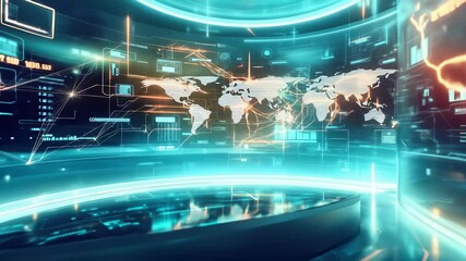 Futuristic Global Network Data Visualization - Powered by Adobe