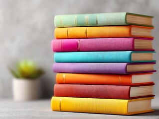 stack of colorful books
