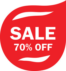 Red sale tag with seventy percent off discount announcement
