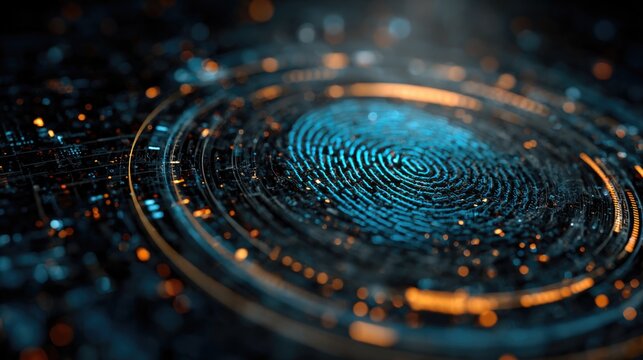 Digital futuristic fingerprint scanning technology