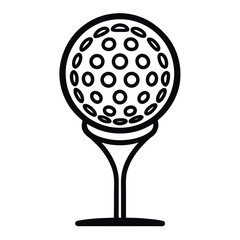 Single Golf Ball on a Tee – Line Art Vector Illustration for Golf Graphics, Sports Branding, Outdoor Recreation Design, Tournament Icons, and Athletic Lifestyle Content

