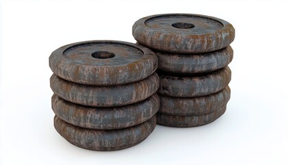 Obraz premium Weathered Weight Stack In A Fitness Center: Aged Equipment Used For Strength Training, Showing Signs Of Wear And Tear. Located In A Gym Facility.