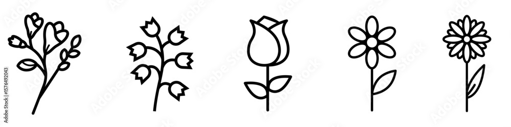 Poster flower icon set. simple set of flower vector icons for web design isolated on white background