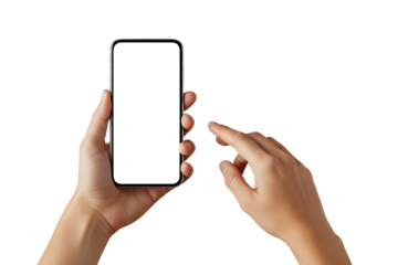 Hands Holding Blank Smartphone Screen: Mobile App Mockup