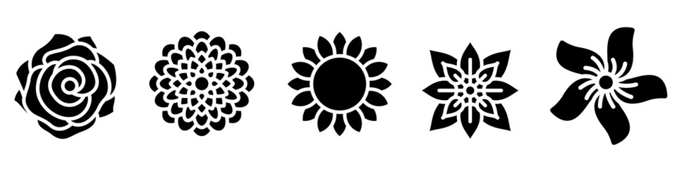 Flower icon set. Simple set of flower vector icons for web design isolated on white background