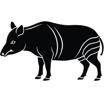 Black babirusa silhouette profile view wild pig animal