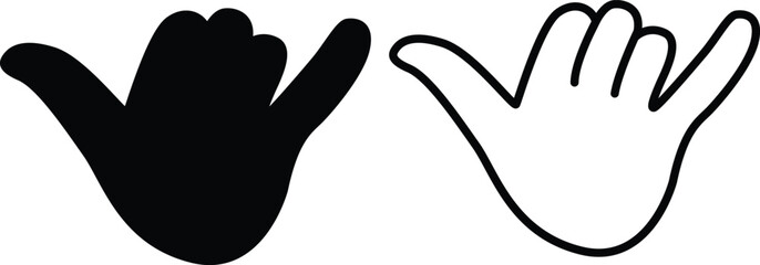 Obraz premium Silhouette Design of Shaka Sign on White Background