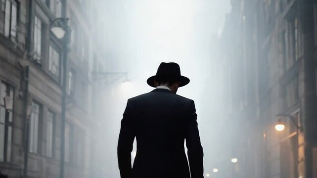 Spy with a hat and black suit.