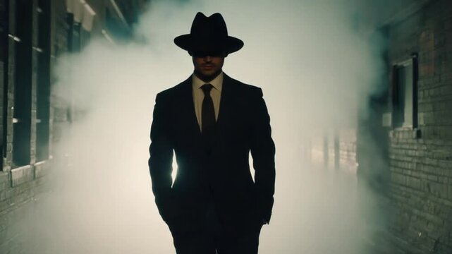 Spy with a hat and black suit.