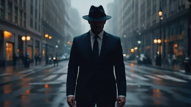 Spy with a hat and black suit.