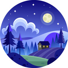 Fototapeta premium vector illustration of a night landscape