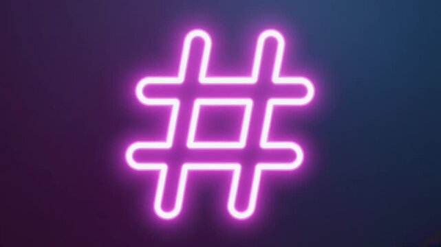 Hashtag neon sign.