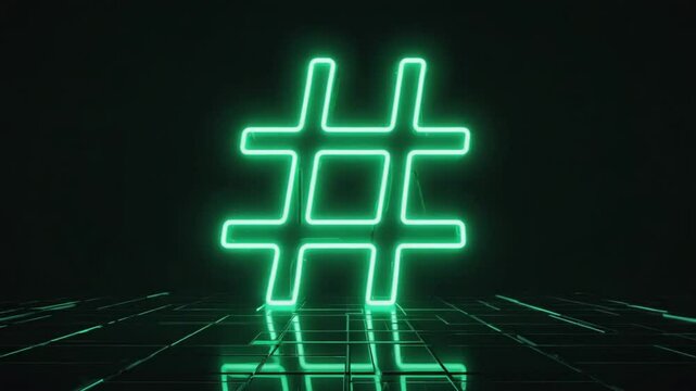 Hashtag neon sign.