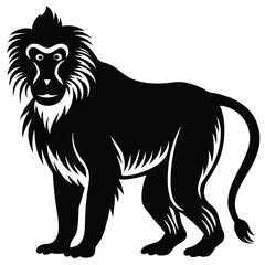 Obraz premium Black silhouette of a gelada monkey standing primate animal