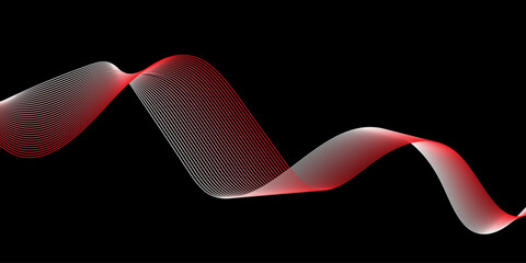 Colorful abstract curved wavy lines on black background.