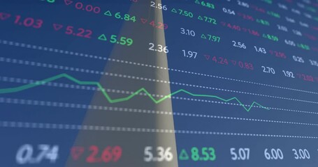 Camera tilting revealing turbine while financial overlay guiding technician inspecting blades - Powered by Adobe