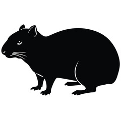 Obraz premium Black silhouette of a rock hyrax with detailed features animal vector
