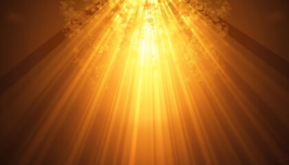 Golden Light Rays Shining Down with Bokeh Effects and Shadow