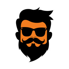 Bearded Hipster Man Icon – Beard, Mustache, and Glasses Vector